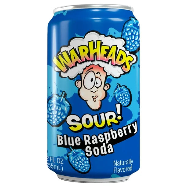 Warheads Blue  Raspberry Soda Cans 355ml