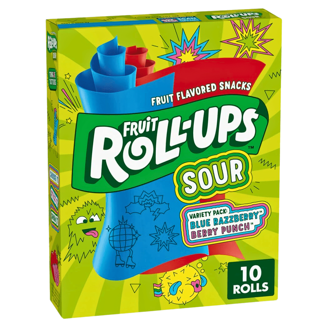 Fruit Roll Ups Sour Variety Pack Blue Razzberry &  Berry Punch USA 141g