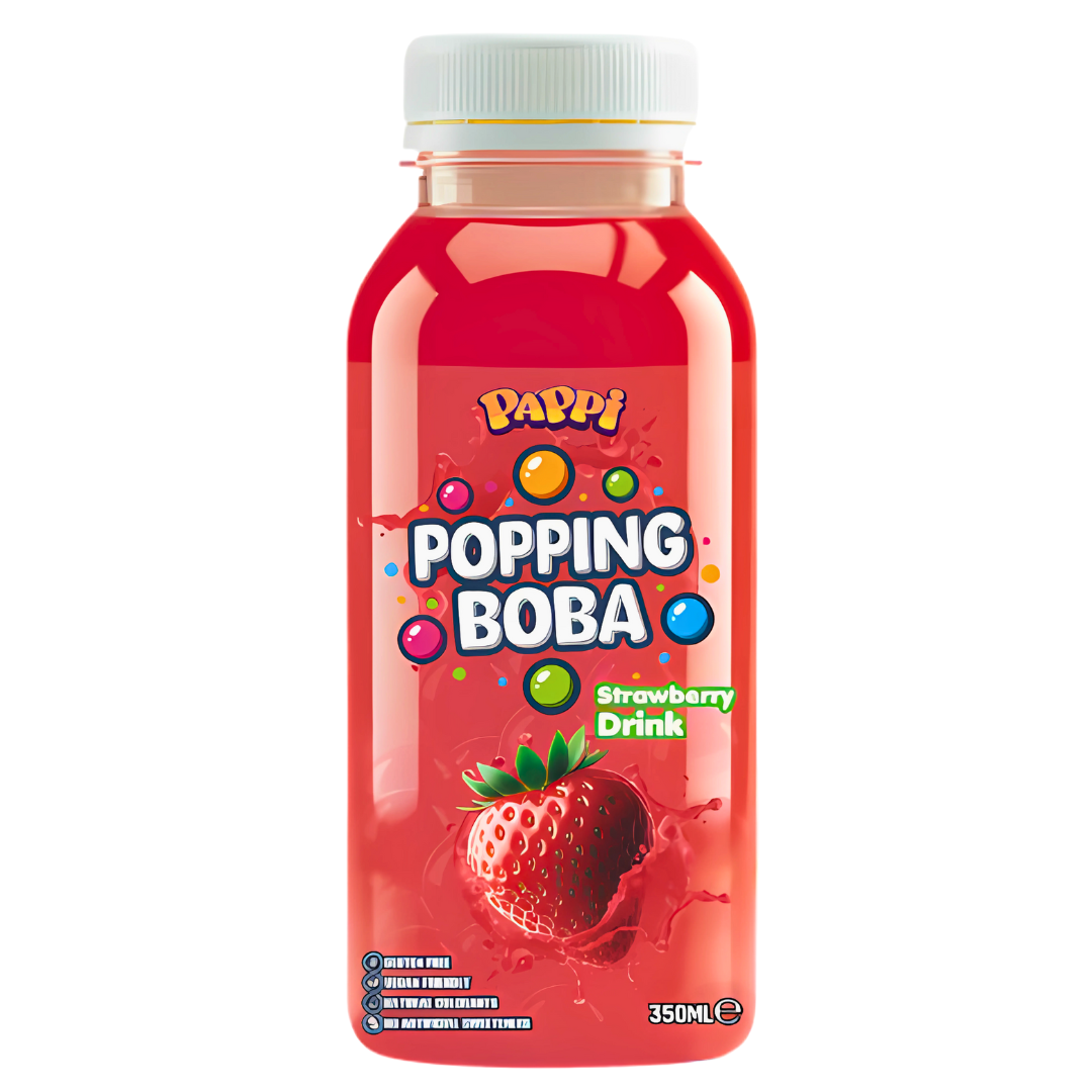 Pappi Popping Boba Bottles Strawberry Flavour 350ml